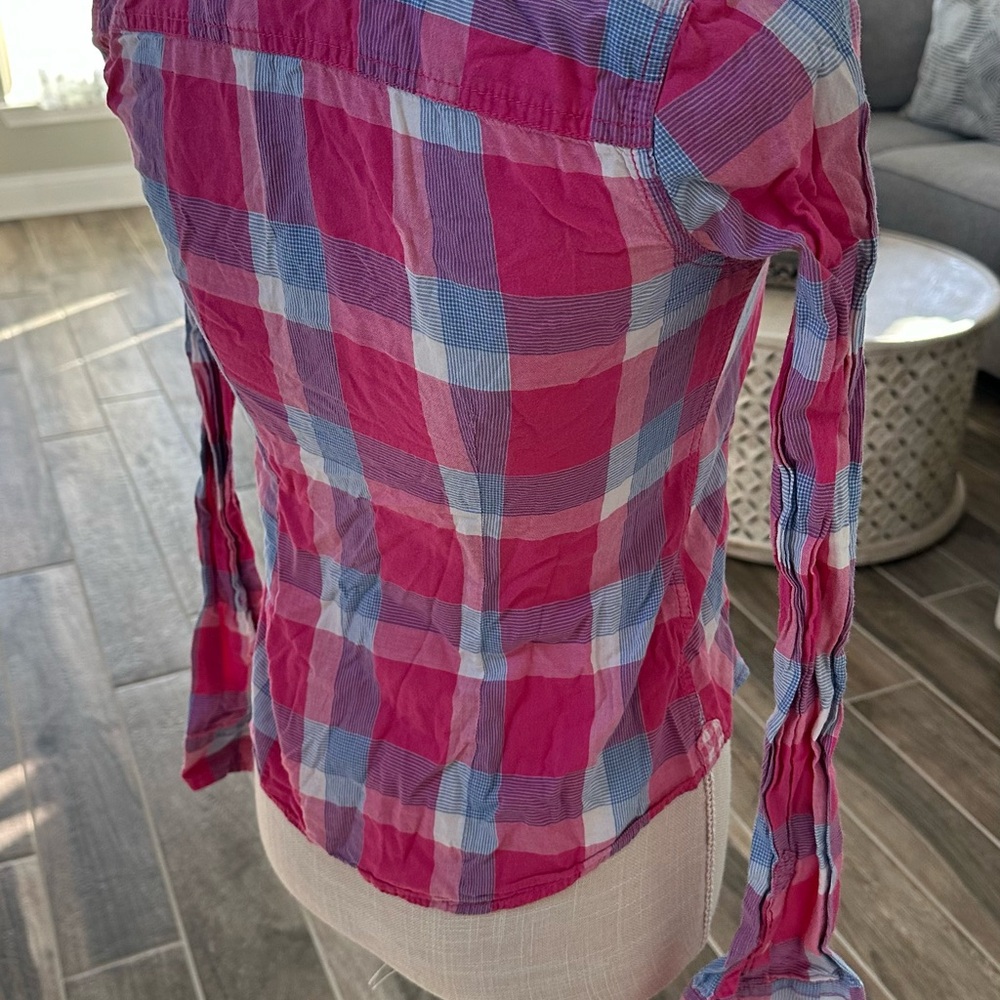 Hollister Pink and Blue Checkered Shirt - Picture 3 of 6